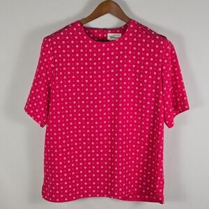 Worthington Pink Geometric Blouse L Vintage Mod Career Officecore Retro